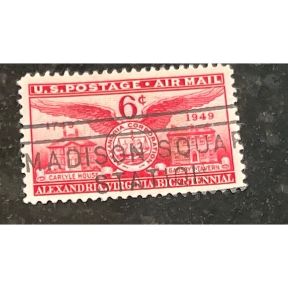 US C40 Airmail Alexandria Virginia 6c single (1 stamp) MNH 1949 Unique Cancel - Picture 1 of 2